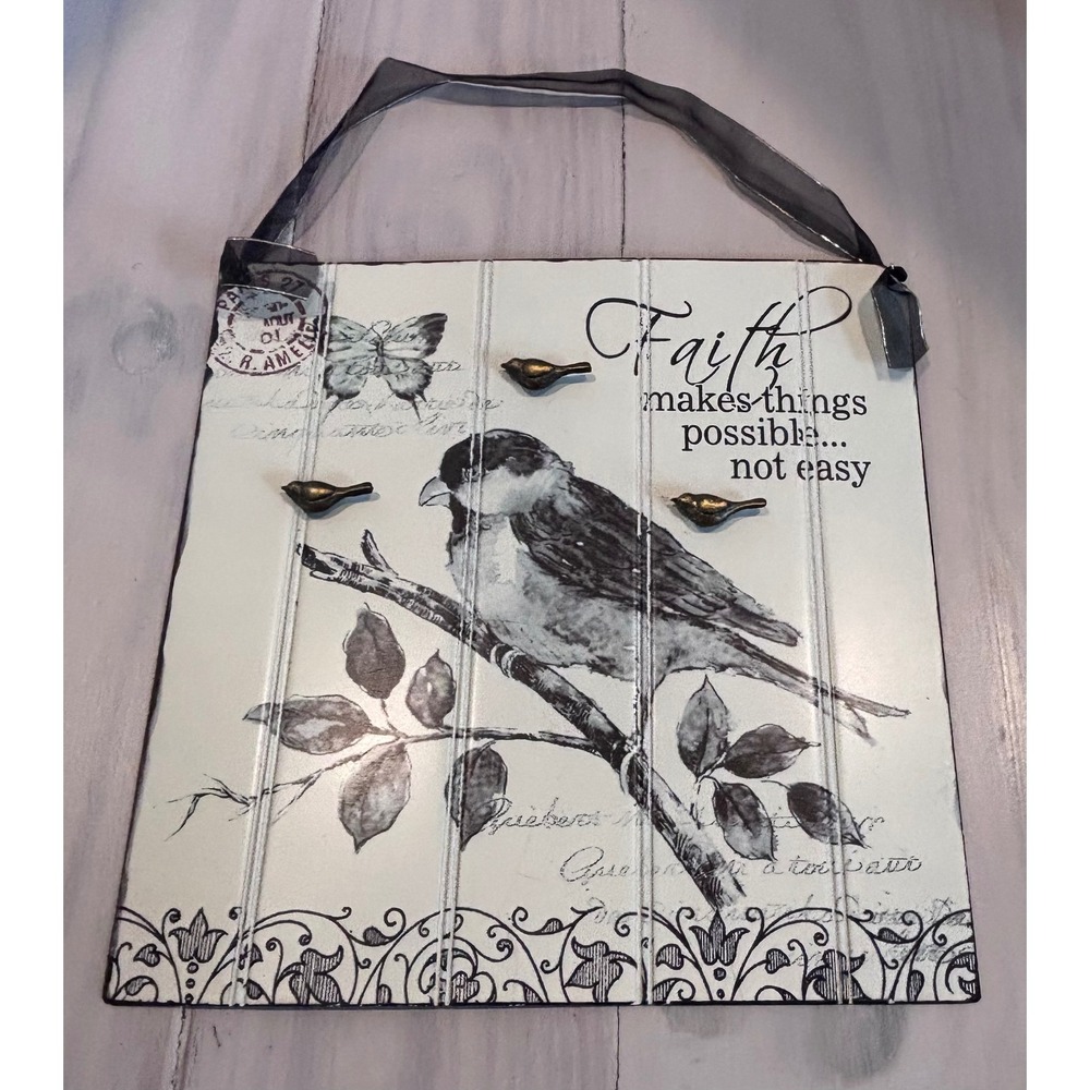 Faith Makes Things Possible Bird Metal Wall Sign‎ with 3D Magnetic Birds Decor
